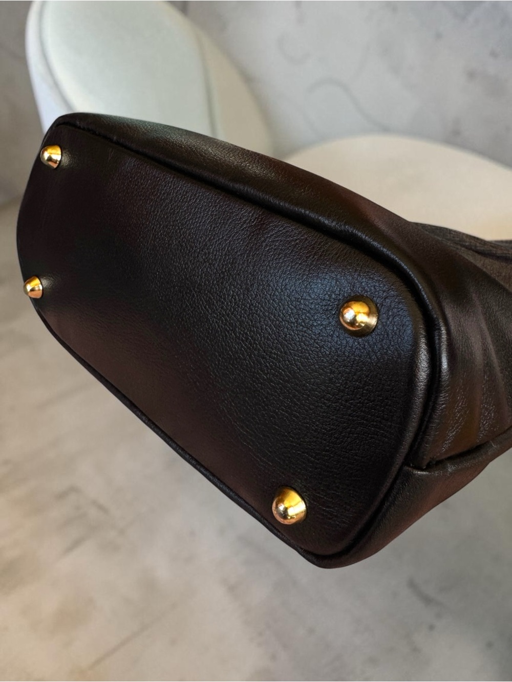 Divina Firenze Lilla Triple-Zip Black Italian Pebbled Leather Shoulder Bag. - Picture 7 of 14